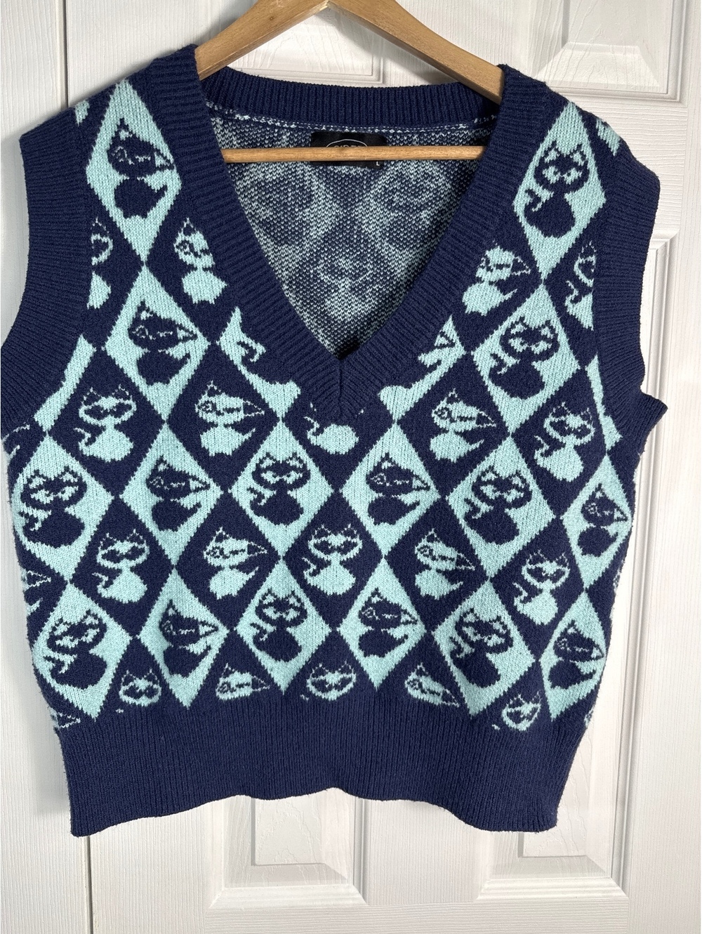 Cider Blue and Light Blue Patterned Knit Sweater Vest Size L